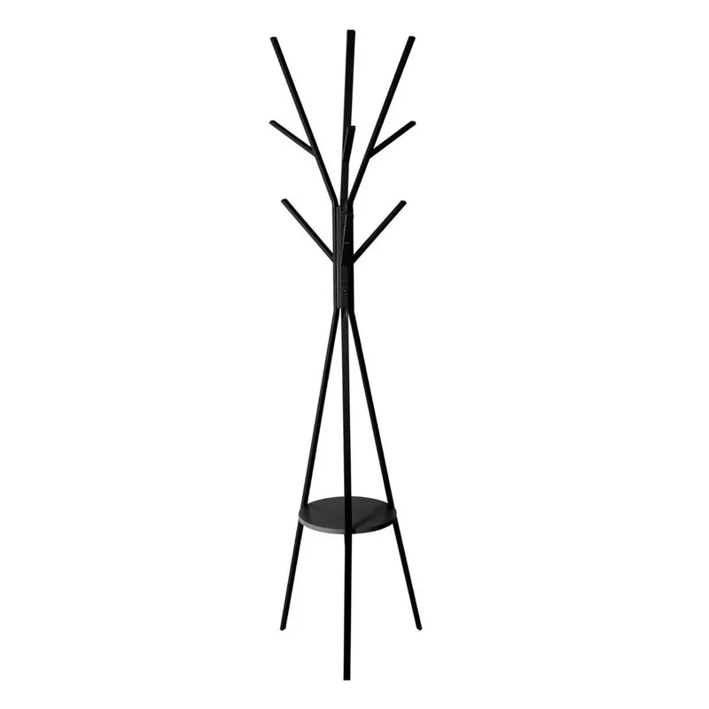 WellHome - Perchero de Madera y Metal MDF Negro de H.180cm
