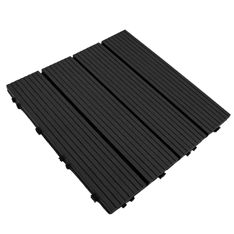 YOEVU - Set de 11 Baldosas de Exterior de Madera Composite WPC, 1m² - Baldosas de Terraza, Patio y Jardín, Antideslizantes, Resistentes al Agua, Antracita