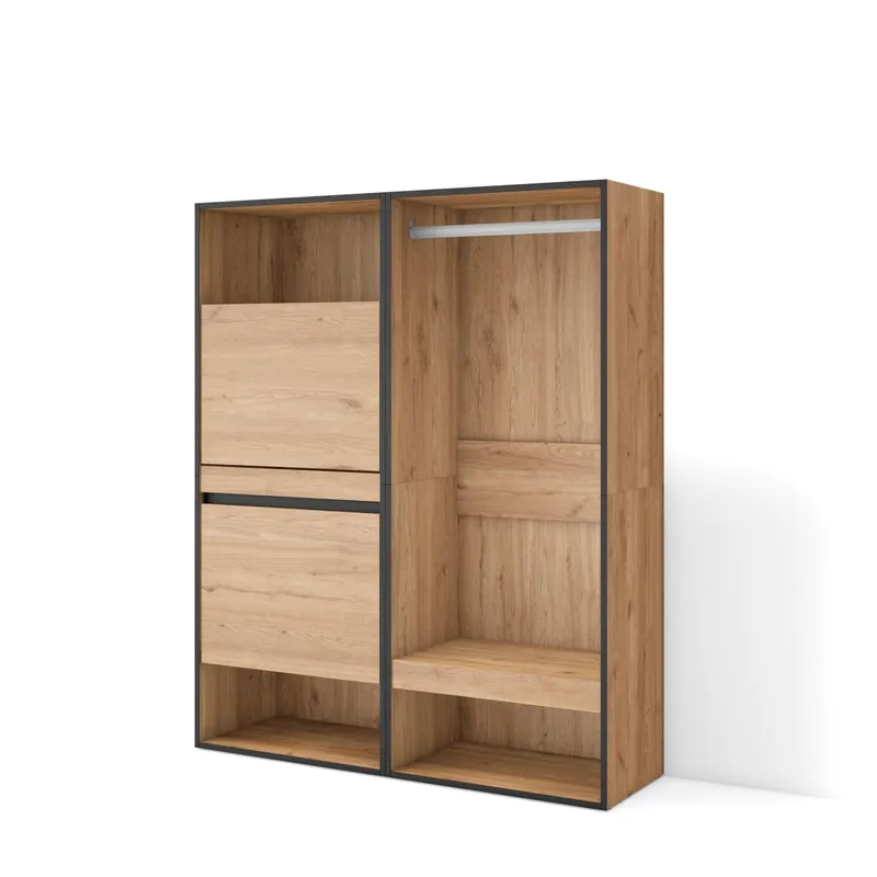 Zapatero, Armario zapatos botas, 120x35x145cm, Dormitorio, habitación, Vestidor abierto, Estilo Moderno, Cemento - Muebles