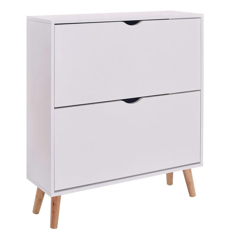 Zapatero Blanco 2 Trampones Fiano Nórdico Moderno Mueble Recibidor Entrada Pasillo 80x92x24 cm - Muebles