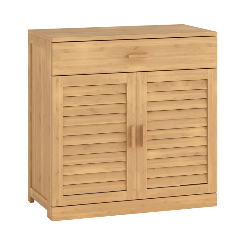 Zapatero Aarela 2 puertas + cajón bambú 67x66x34cm Natural [en.casa] - Muebles