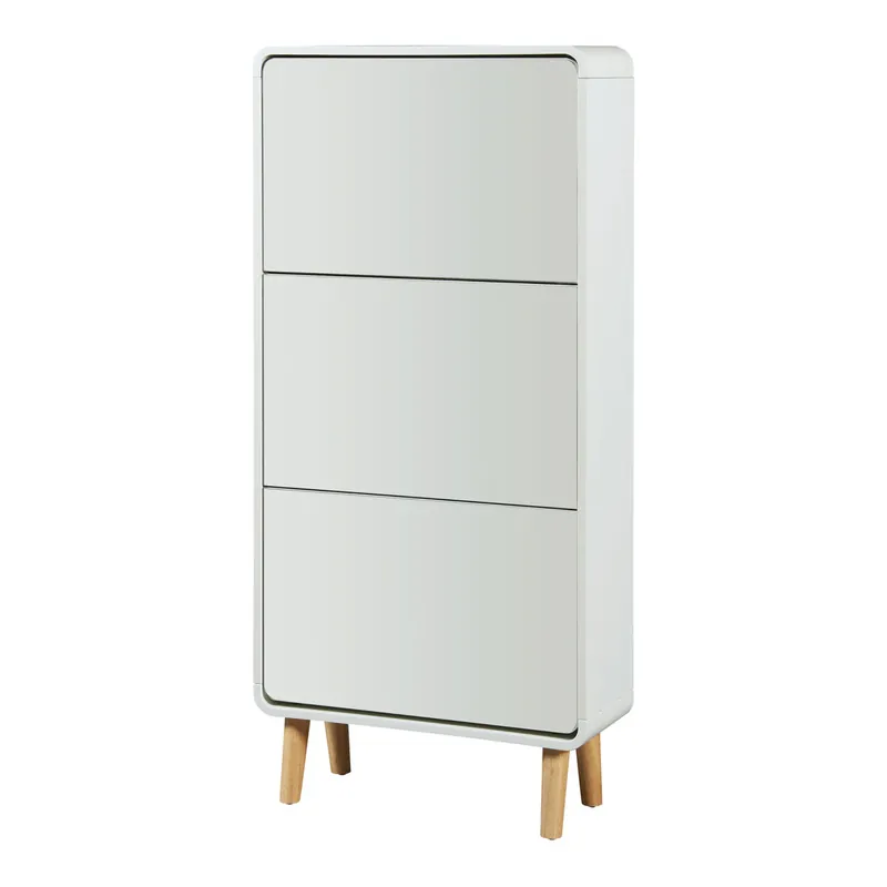 Zapatero Aure con 3 puertas abatibles 134x63x24 cm - Blanco [en.casa]