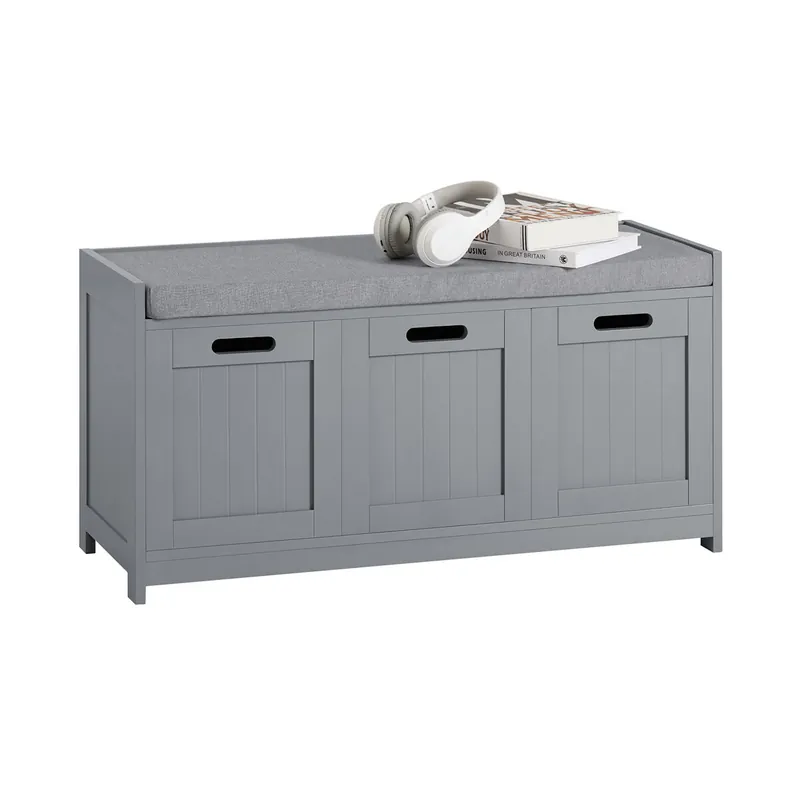 Zapatero Banco con 2 Puertas y 1 cajón para Guardar y Ordenar Gris FSR80-SG SoBuy