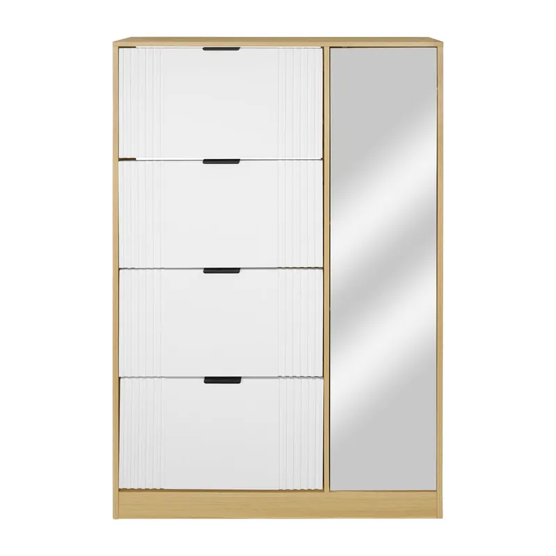Zapatero BONE 4 trampones y 1 puerta con espejo 90x156,7x23,5cm - Muebles