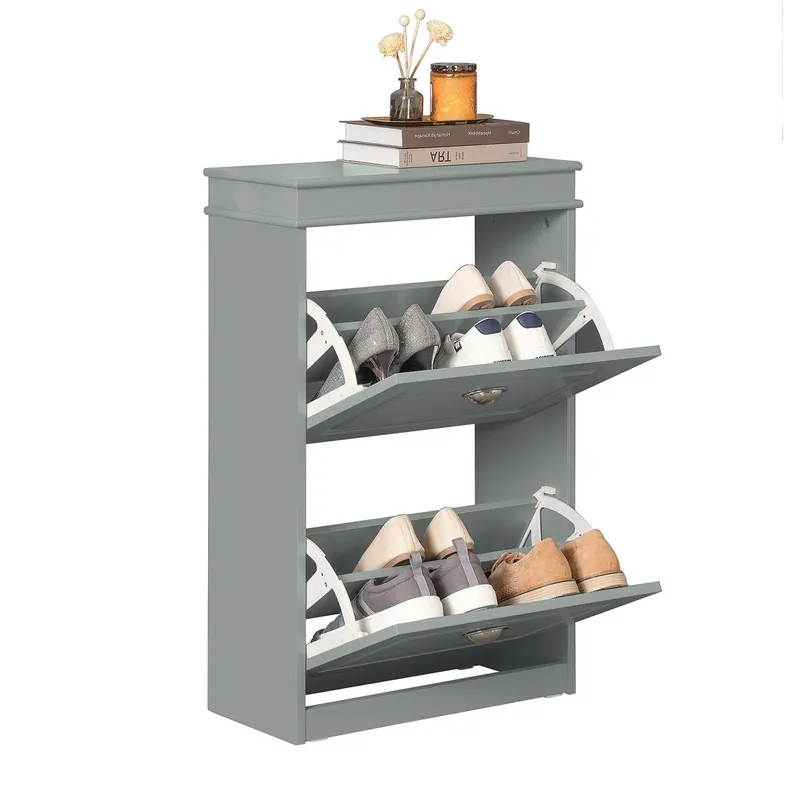 Zapatero con 2 Puertas Organizador para Zapatos 53 x 24 x 82 cm Gris FSR78-HG SoBuy