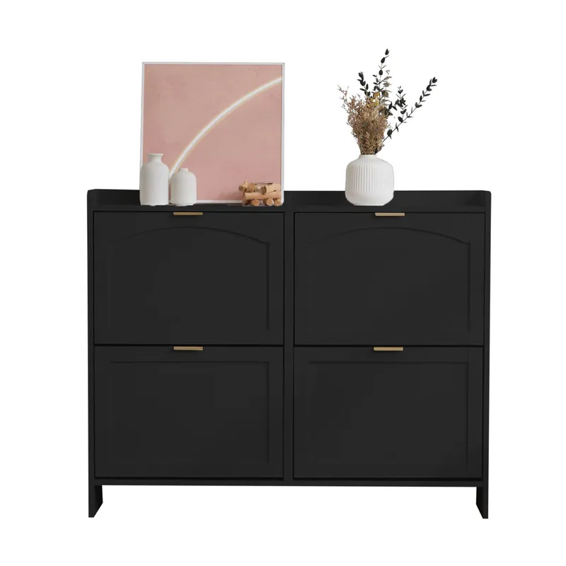 Zapatero de panel de partículas con 4 trampones,blanco - Muebles