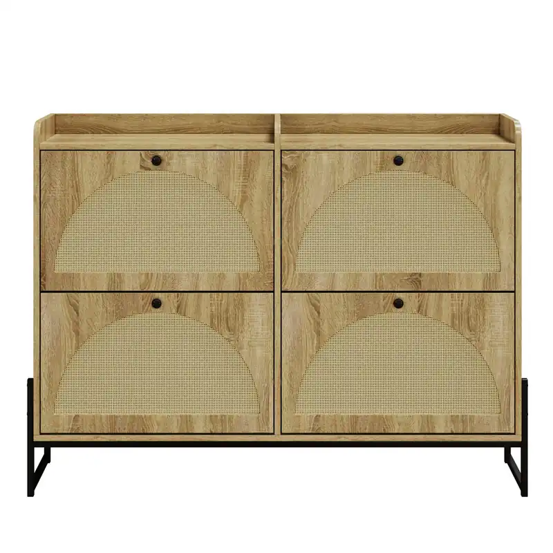 Zapatero de panel de partículas con 4 trampones,natural - Muebles