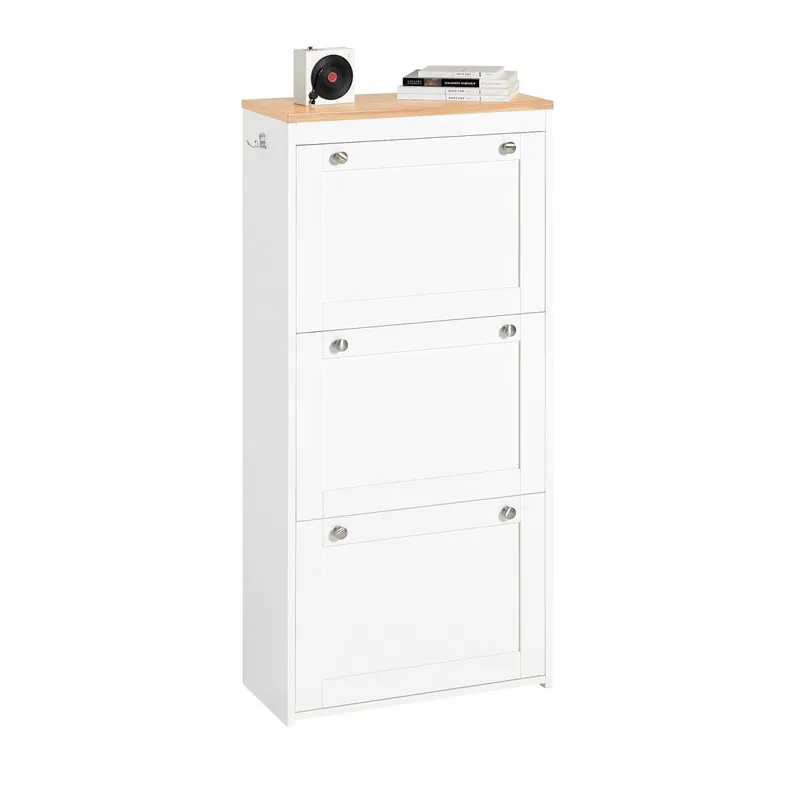 Zapatero con 3 Solapas Zapatero Estrecho Organizador para Zapatos Blanco 59 x 26 x 116 cm FSR144-WN SoBuy
