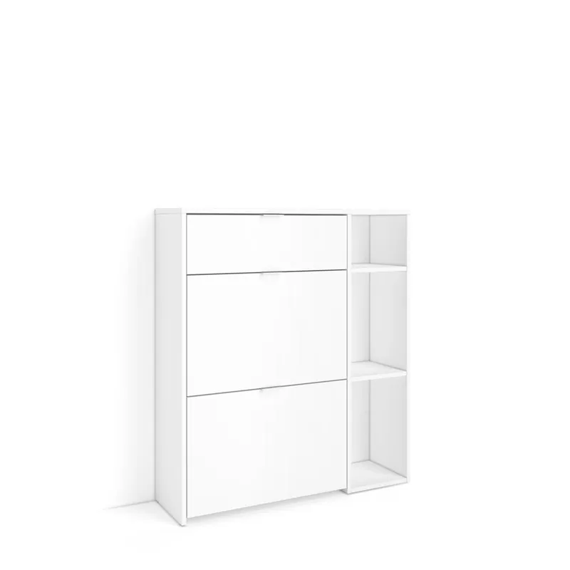 Zapatero, Armario entrada recibidor, 90x102x27 cm, 10 pares de zapatos, Zapatos, Botas, Estilo Moderno, Blanco - Muebles