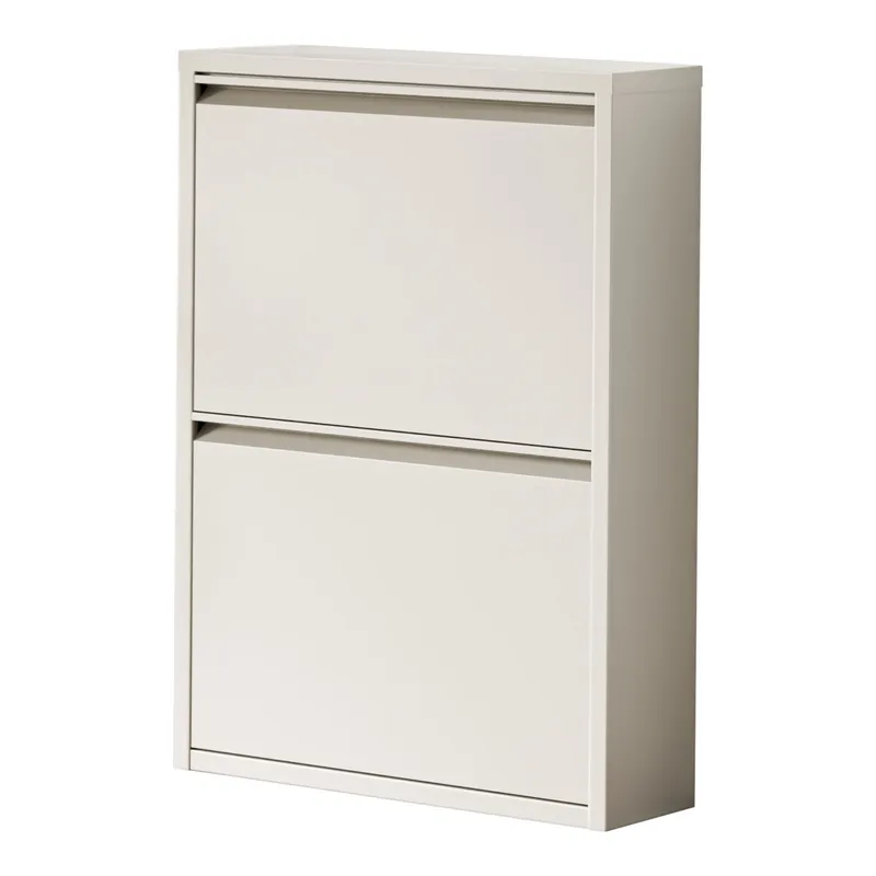 Zapatero Sokndal con 2 puertas 71x50x15 cm metal - Blanco roto [en.casa]