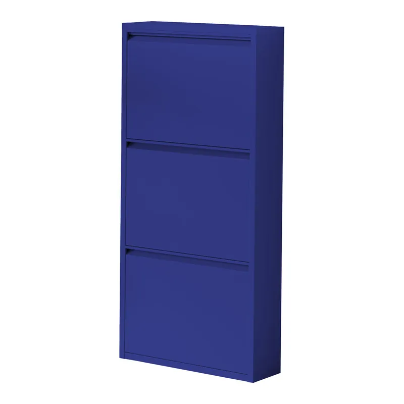 Zapatero Sokndal con 3 puertas 104x50x15 cm metal - Azul noche [en.casa]