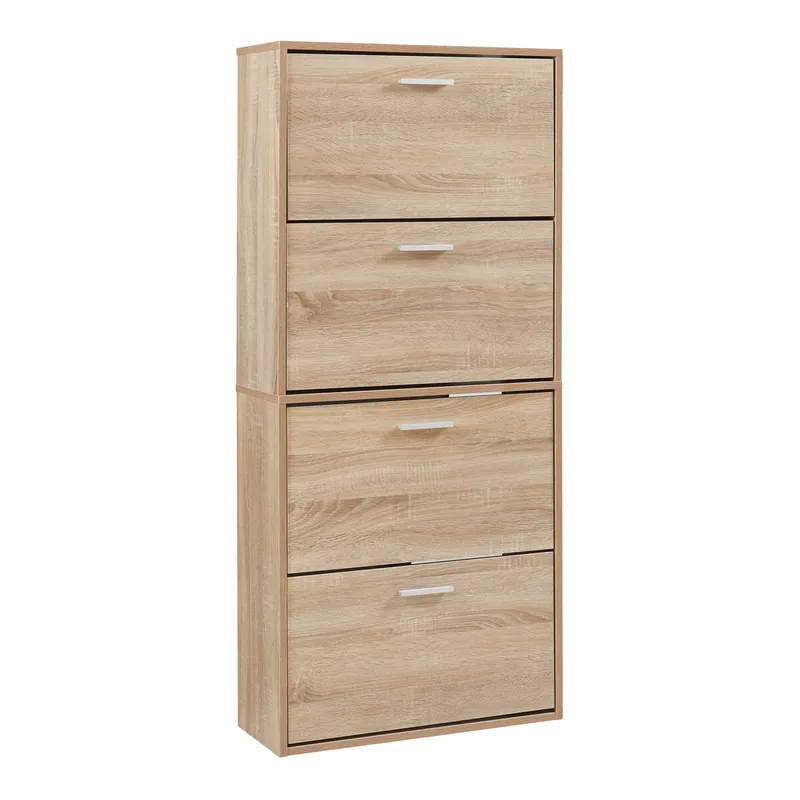 Zapatero Sykkylven con 4 puertas 134x60x24 cm - Roble Sonoma [en.casa]
