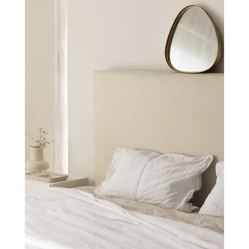 Cabecero tapizado de polipiel liso en color beige de 90x80cm - Dormitorio