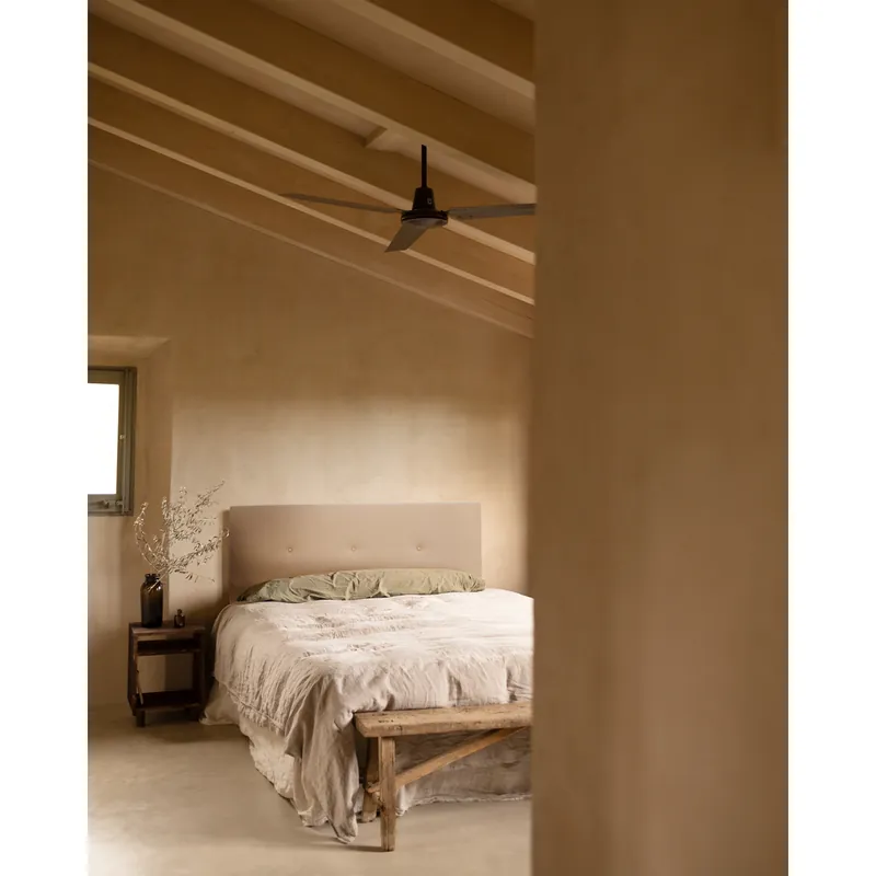Cabecero tapizado de polipiel con botones en color marrón de 90x80cm - Dormitorio