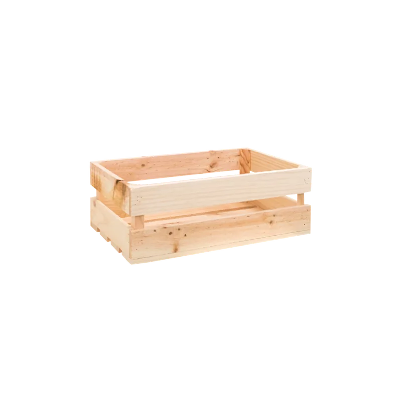Caja de madera maciza en tono natural de 49x31x18cm - Accesorios