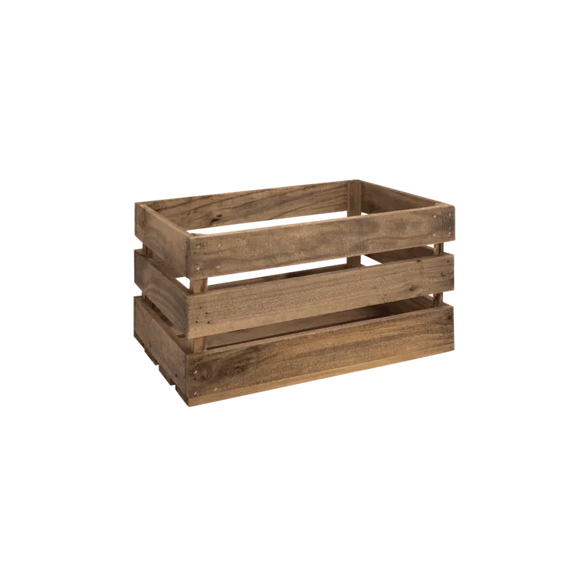 Caja de madera maciza en tono roble oscuro de 49x26x30cm - Accesorios