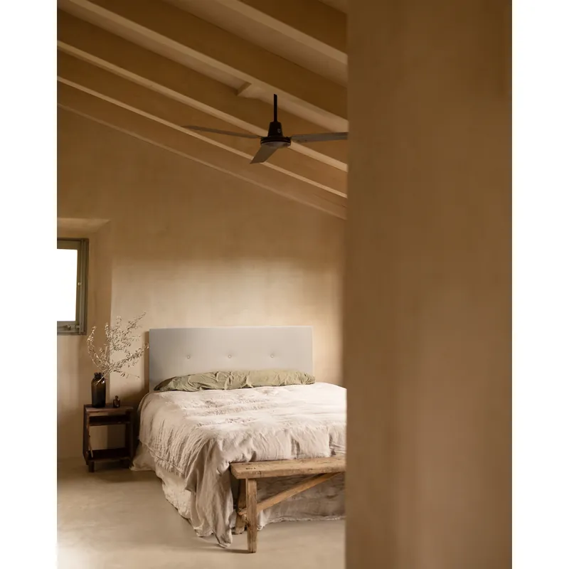Cabecero tapizado de polipiel con botones en color beige de 90x80cm - Dormitorio