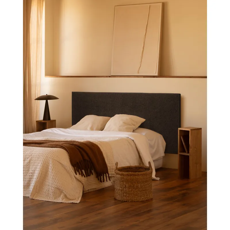 Cabecero tapizado de poliester liso en color negro de 90x80cm - Dormitorio