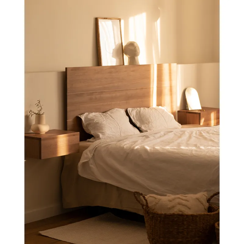 Cabecero de madera maciza en tono roble oscuro de 90x80cm - Dormitorio