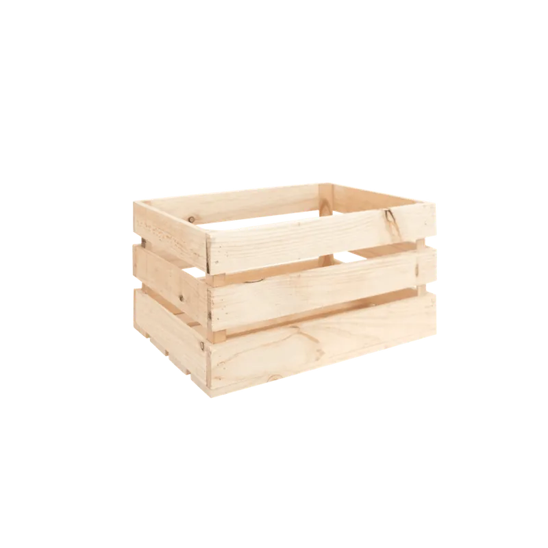 Caja de madera maciza en tono natural de 49x31x26cm - Accesorios