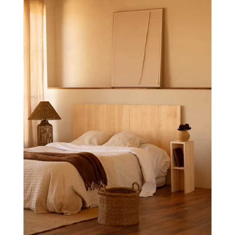 Cabecero de madera maciza en tono natural de 80x60cm - Dormitorio