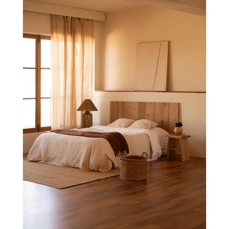 Cabecero de madera maciza en tono roble oscuro de 80x60cm - Dormitorio