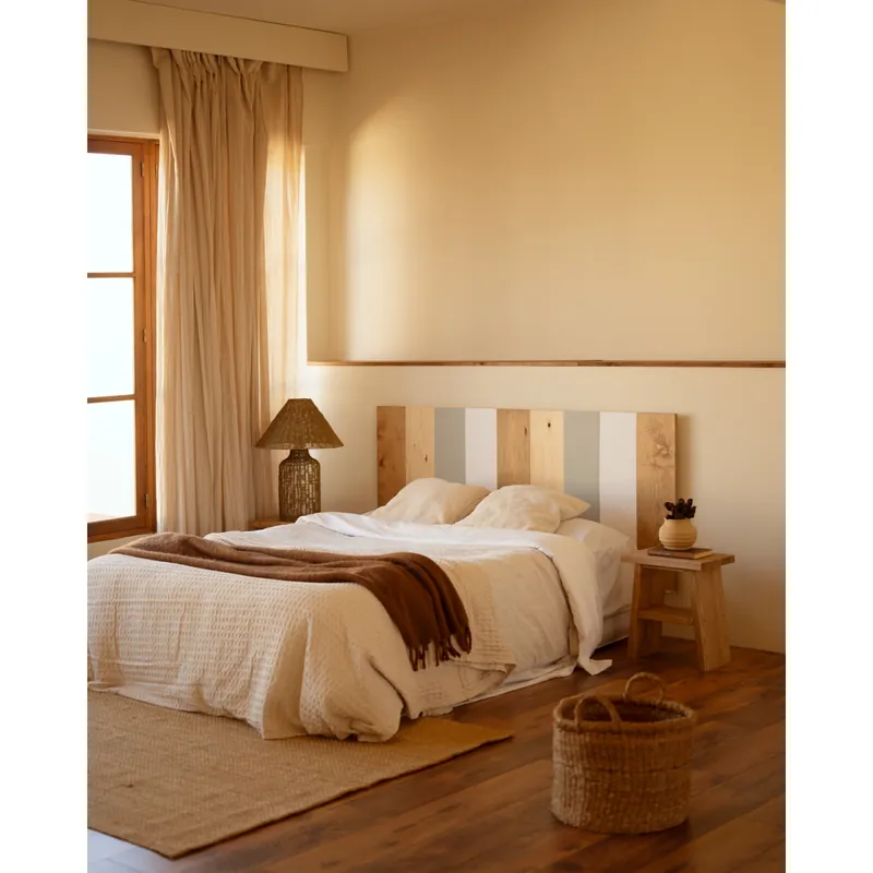 Cabecero de madera maciza combinado verde azulado de 80x60cm - Dormitorio