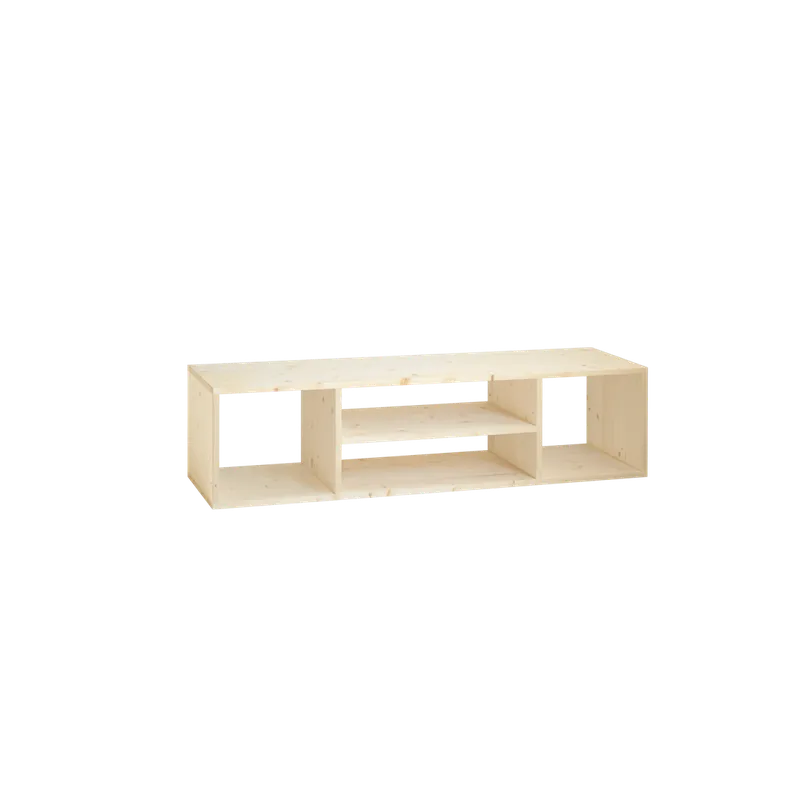 Mueble de TV de madera maciza en tono natural de 160x40cm - Muebles TV