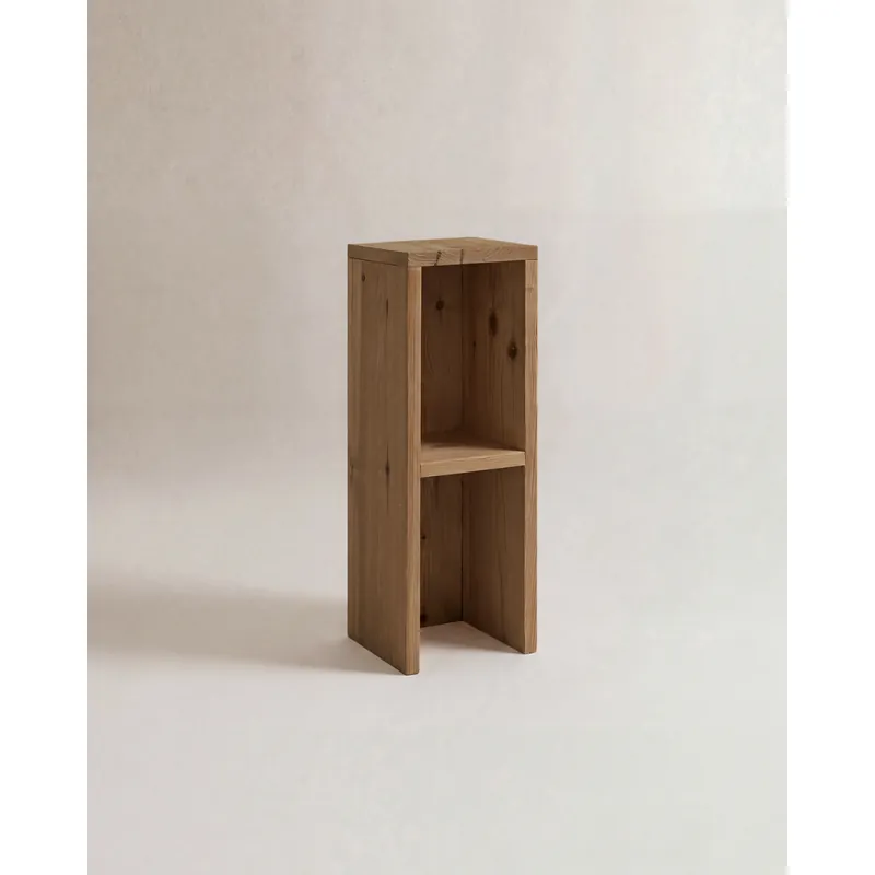 Mesita de noche o auxiliar madera maciza en tono roble oscuro de 60x20cm - Mesitas de noche