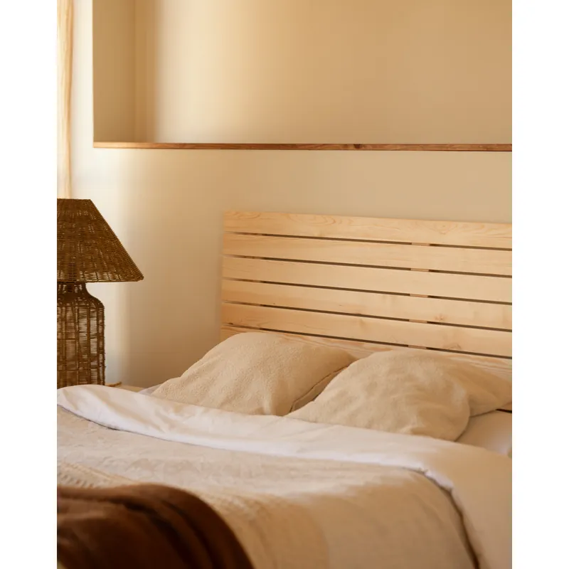 Cabecero de madera maciza en tono natural de 100x60cm - Dormitorio