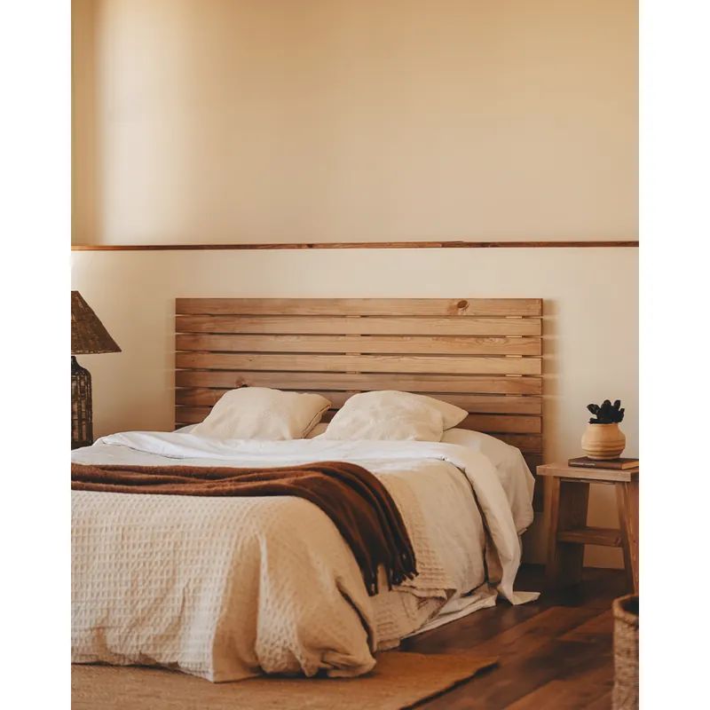 Cabecero de madera maciza en tono roble oscuro de 100x60cm - Dormitorio