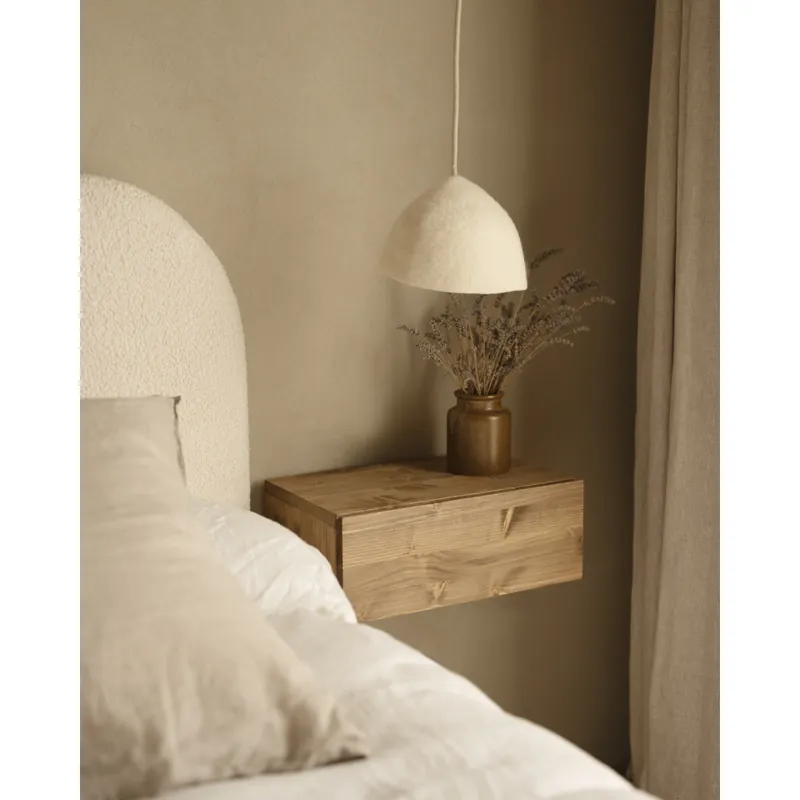 Mesita de noche de madera maciza flotante en tono roble oscuro de 40cm - Mesitas de noche