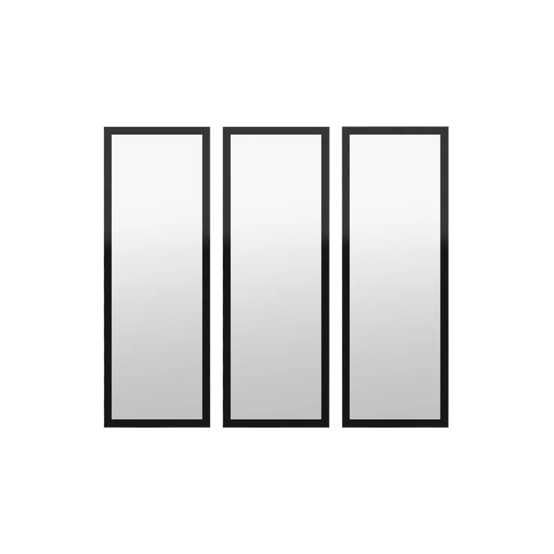 Set de 3 espejos de pared rectangulares de madera tono negro de 90x30cm