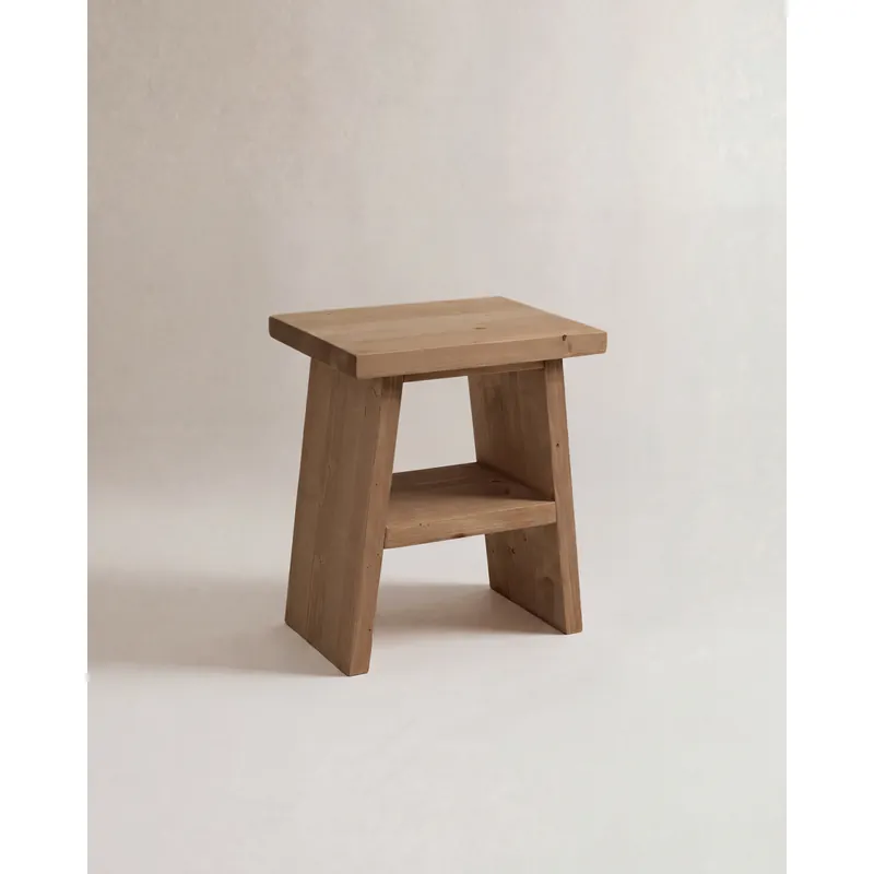 Mesita de noche o auxiliar madera maciza en tono roble oscuro de 45x39cm - Mesitas de noche