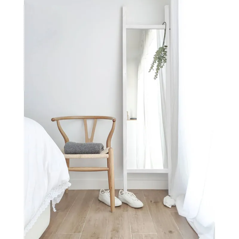 Espejo efecto madera maciza tono blanco de 45x180cm - Espejos