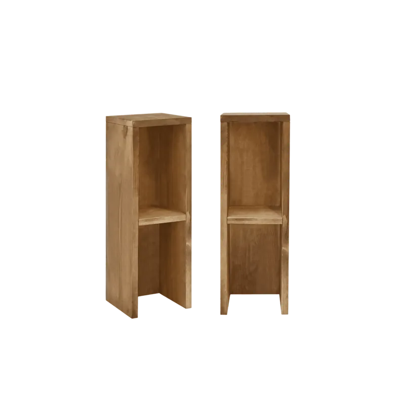 Pack 2 mesitas de noche o auxiliares de madera maciza en tono roble oscuro 60x20cm