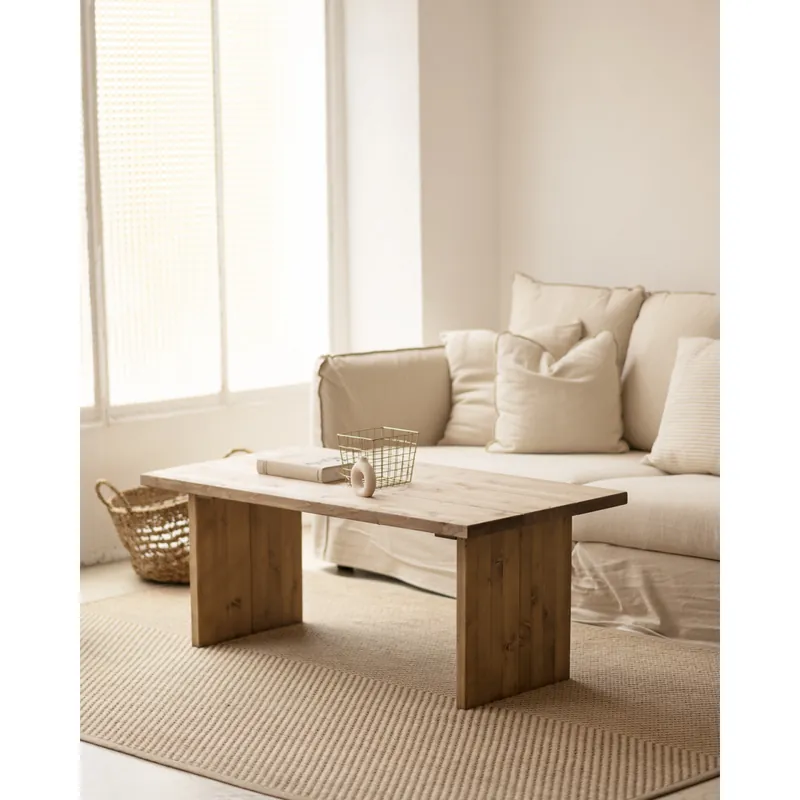 Mesa de centro de madera maciza acabado roble oscuro de 120x60cm - Mesas de centro
