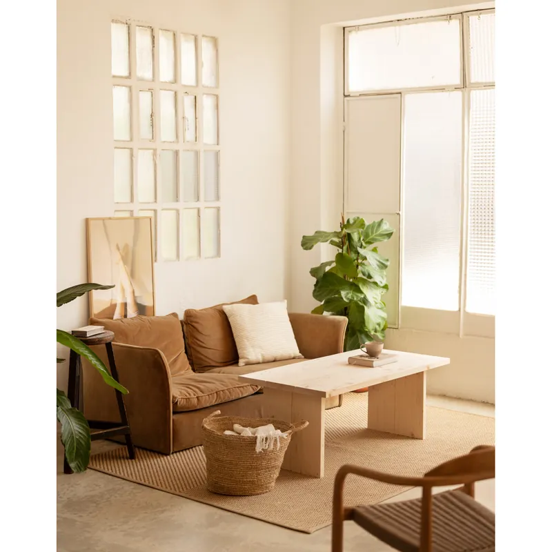 Mesa de centro de madera maciza acabado natural de 120x60cm - Mesas de centro