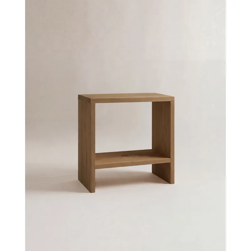 Mesita de noche de madera maciza en tono roble oscuro de 40x20cm - Mesitas de noche
