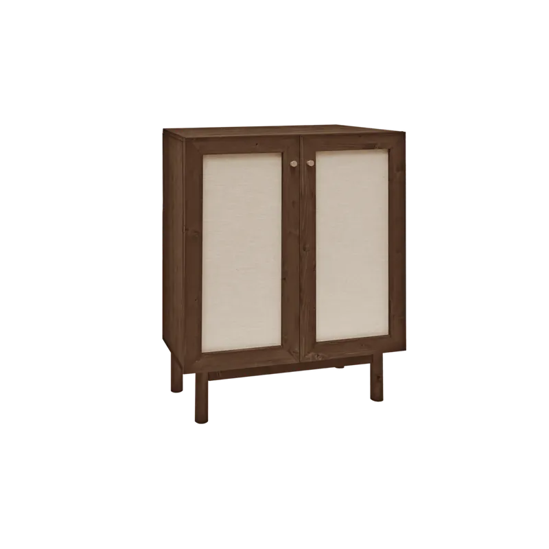 Aparador elaborado con madera de abeto y tejido de lino tono nogal de 100x80 - Envío rápido