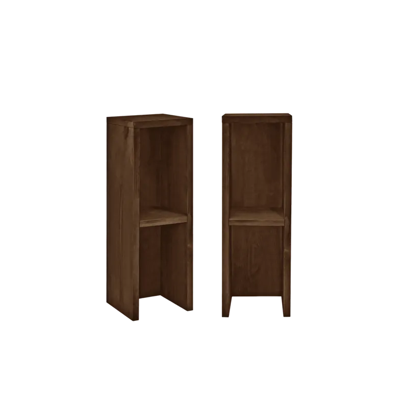 Pack 2 mesitas de noche o auxiliares de madera maciza en tono nogal 60x20cm