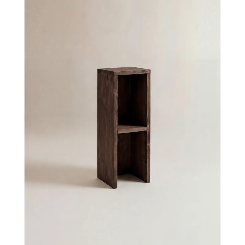 Mesita de noche o auxiliar madera maciza en tono nogal de 60x20cm - Mesitas de noche