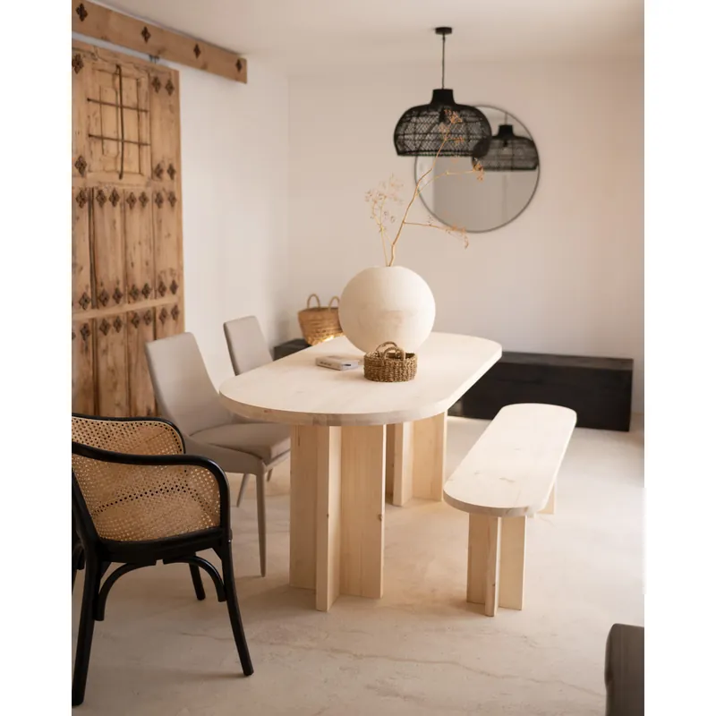 Banco de madera maciza en tono natural de 120cm - Bancos y taburetes