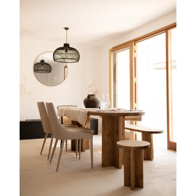 Taburete de madera maciza en tono roble oscuro de 45x35cm - Bancos y taburetes