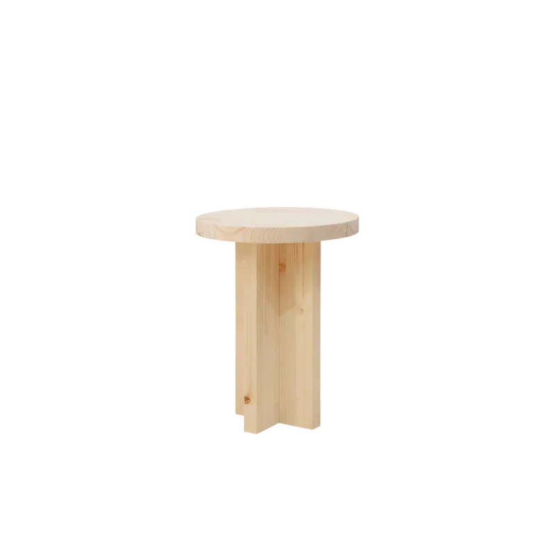 Taburete de madera maciza en tono natural de 45x35cm - Bancos y taburetes