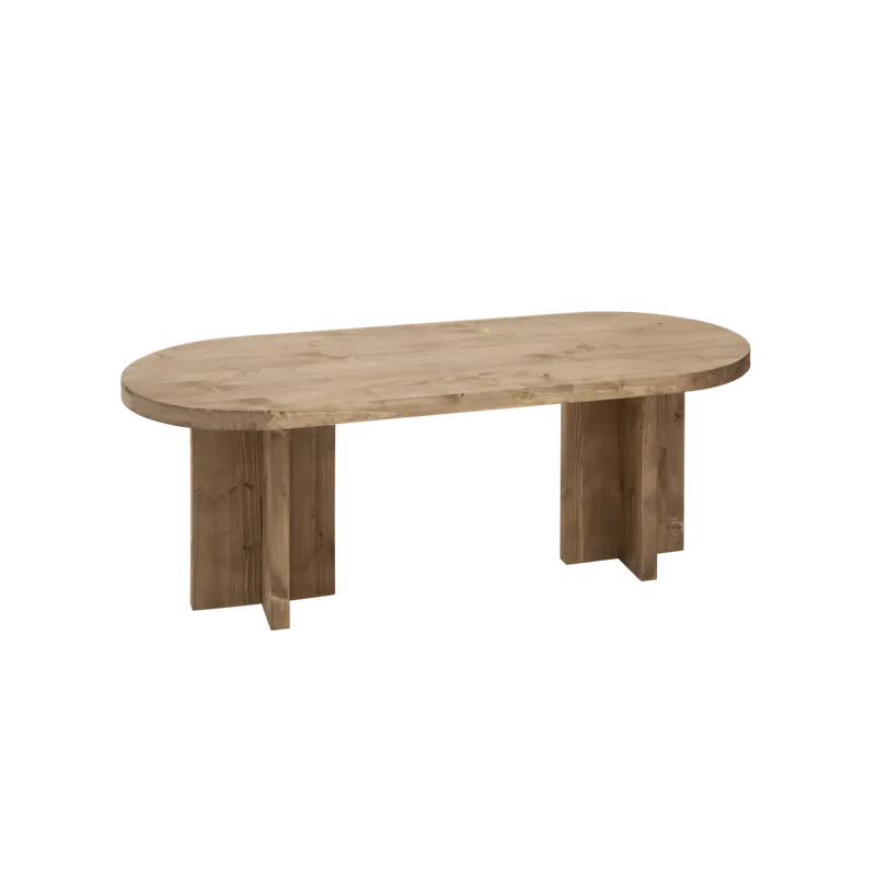 Mesa de centro de madera maciza en tono roble oscuro de 120x50cm - Mesas de centro