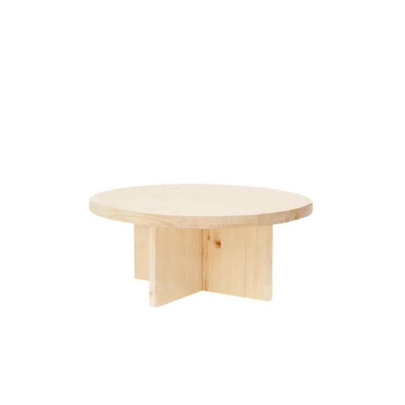 Mesa de centro redonda de madera maciza acabado natural de Ø60cm - Mesas de centro