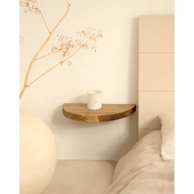 Mesita de noche de madera maciza flotante en tono roble oscuro de 3x40cm - Mesitas de noche