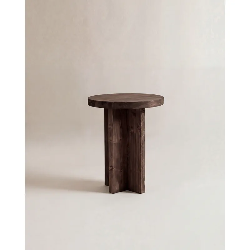 Mesita de noche de madera maciza en tono nogal de 45x35cm - Mesitas de noche