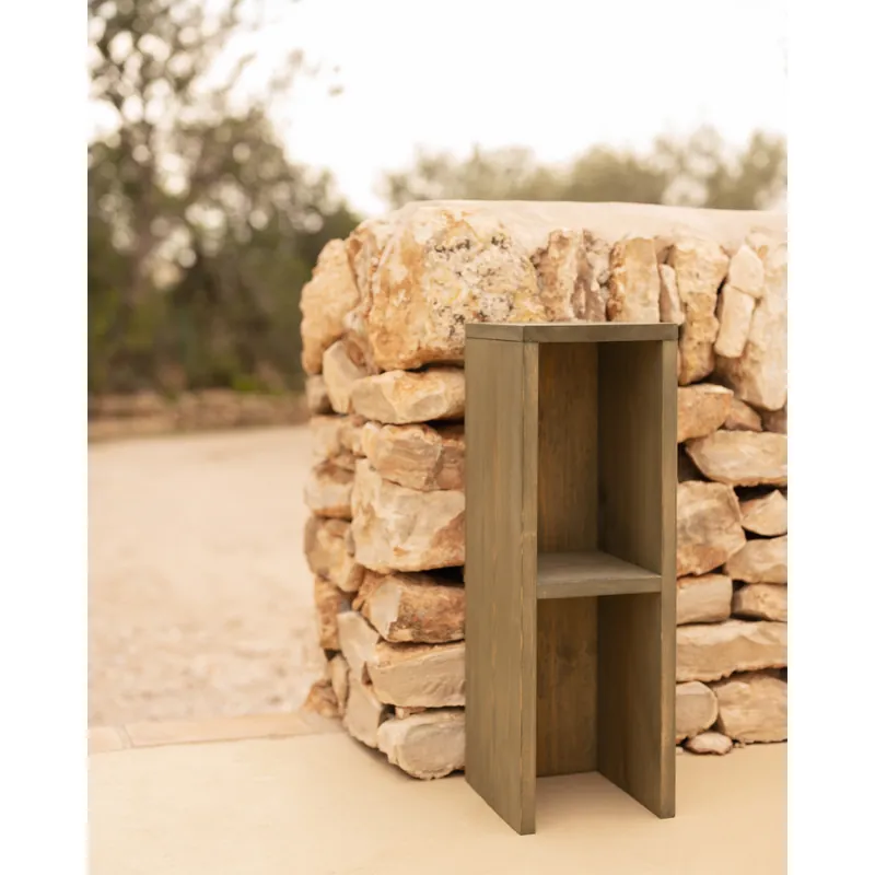 Mesita de noche o auxiliar madera maciza en tono verde de 60x20cm - Mesitas de noche